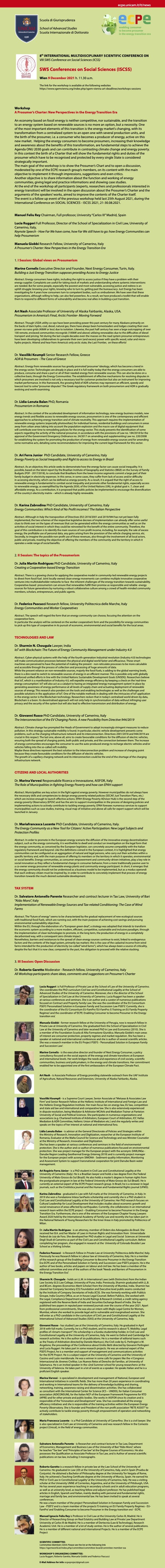 Brochure workshop "A Prosumer’s Charter: New Perspectives in the Energy Transition Era"