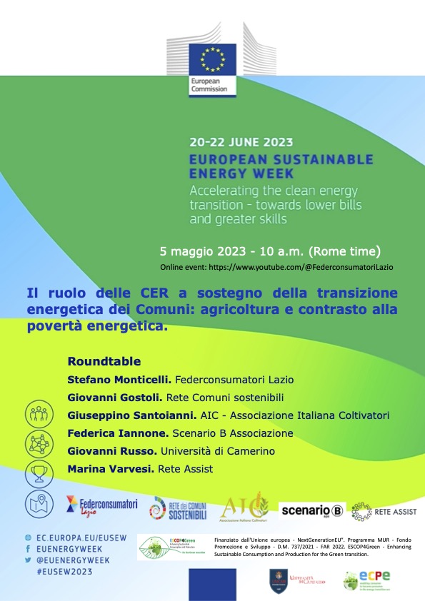 Il ruolo delle CER a sostegno della transizione energetica dei Comuni: agricoltura e contrasto alla povertà energetica.